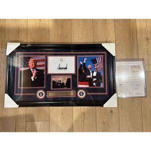 Donald Trump signed autographed Cut Auto President Photo Collage Framed JSA LOA